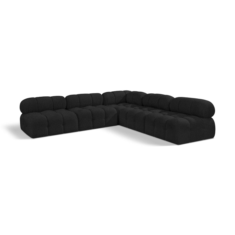 Meridian Ames Black Boucle Fabric Modular Sectional IMAGE 1