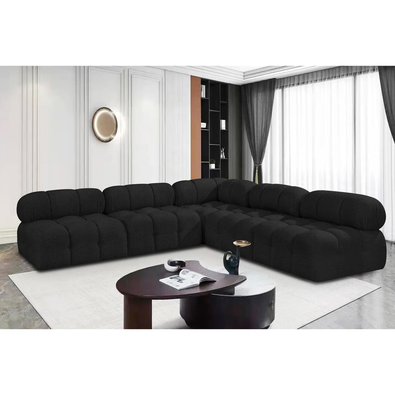 Meridian Ames Black Boucle Fabric Modular Sectional IMAGE 2