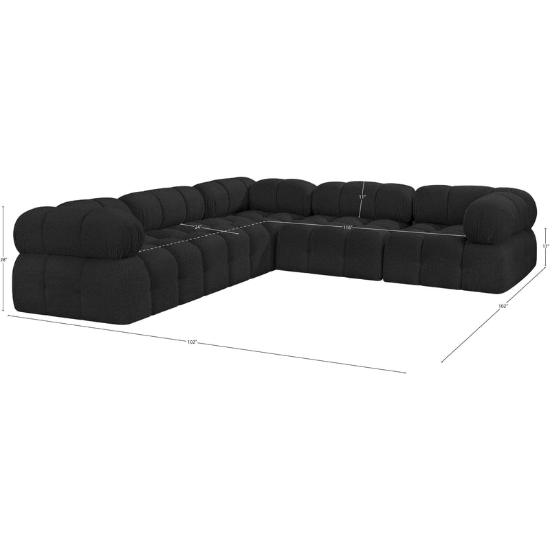 Meridian Ames Black Boucle Fabric Modular Sectional IMAGE 15