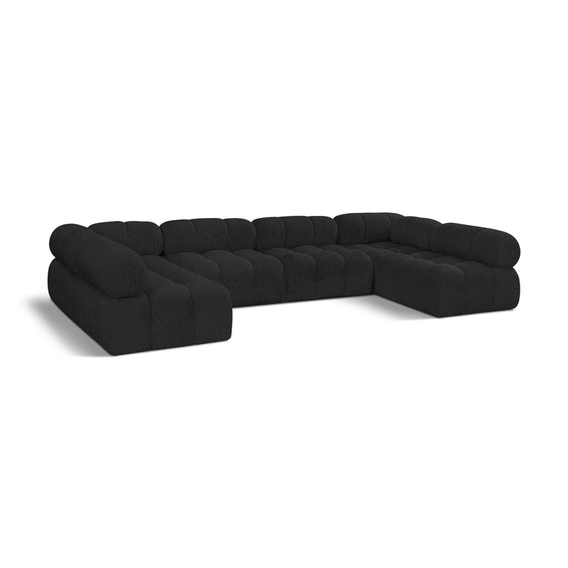 Meridian Ames Black Boucle Fabric Modular Sectional IMAGE 1