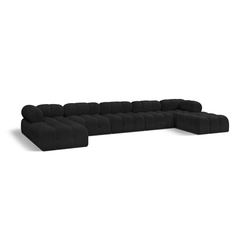 Meridian Ames Black Boucle Fabric Modular Sectional IMAGE 1