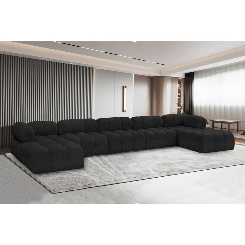 Meridian Ames Black Boucle Fabric Modular Sectional IMAGE 2