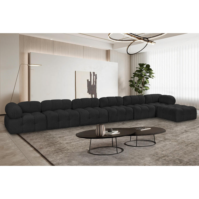 Meridian Ames Black Boucle Fabric Modular Sectional IMAGE 2