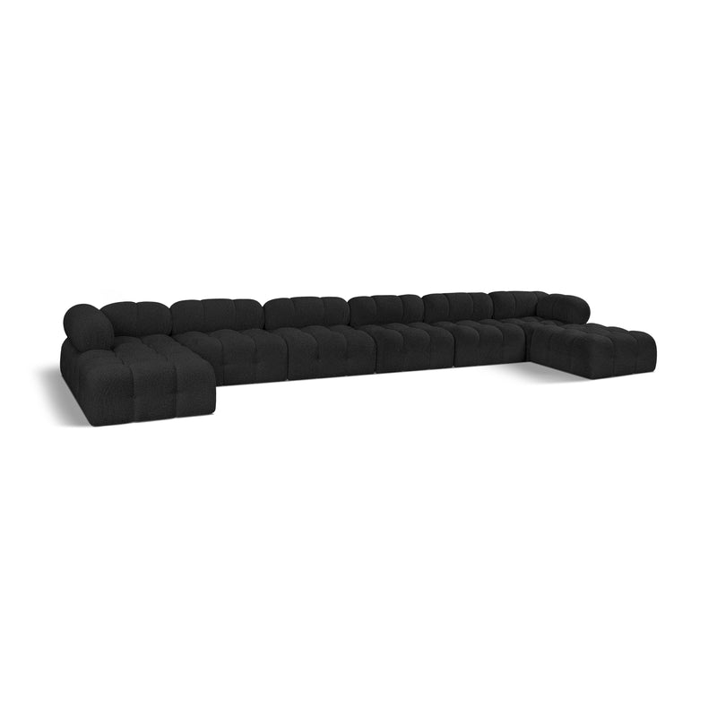 Meridian Ames Black Boucle Fabric Modular Sectional IMAGE 1