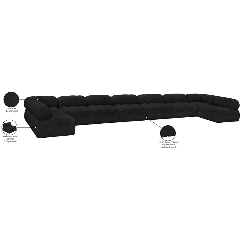 Meridian Ames Black Boucle Fabric Modular Sectional IMAGE 13