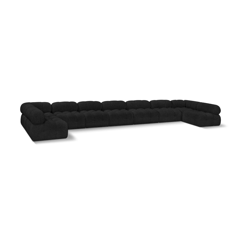 Meridian Ames Black Boucle Fabric Modular Sectional IMAGE 1