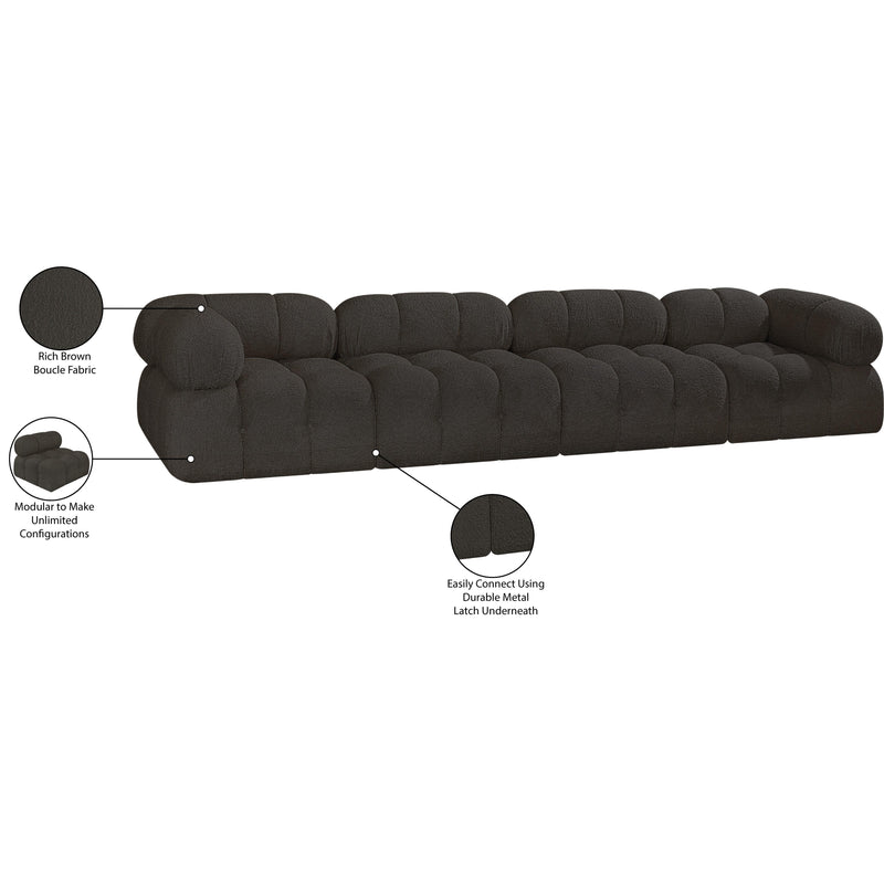 Meridian Ames Brown Boucle Fabric Modular Sofa IMAGE 12