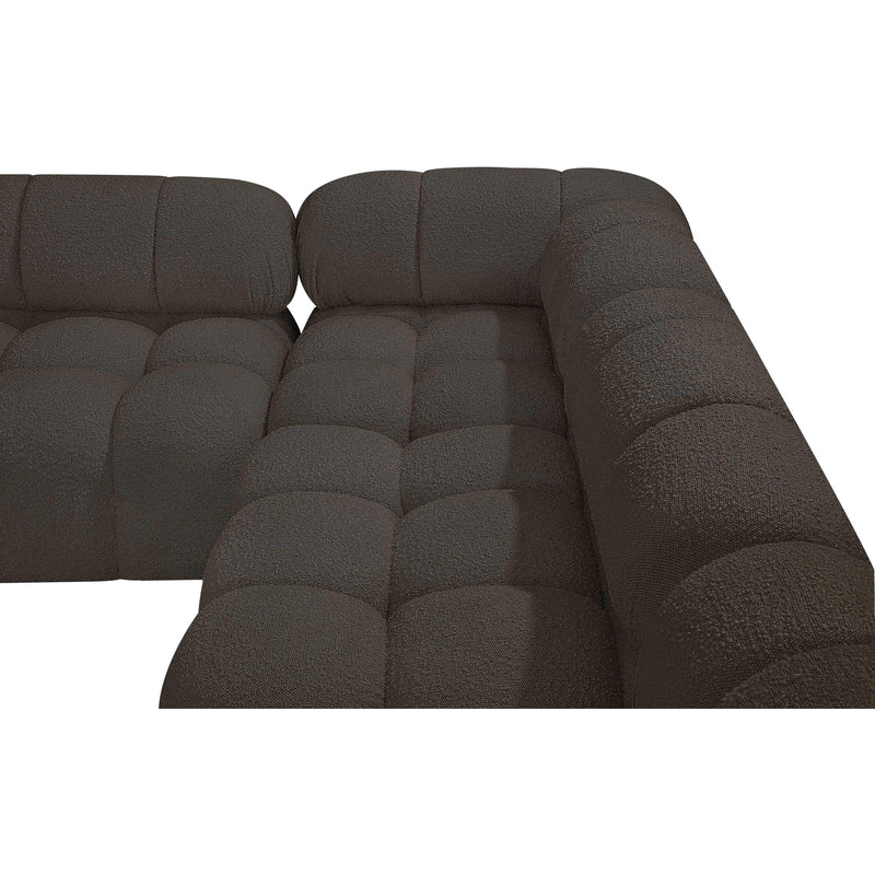 Meridian Ames Brown Boucle Fabric Modular Sectional IMAGE 11