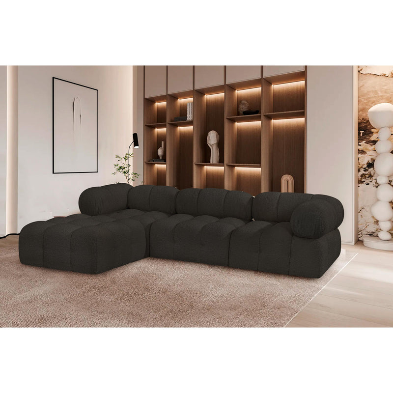 Meridian Ames Brown Boucle Fabric Modular Sectional IMAGE 2