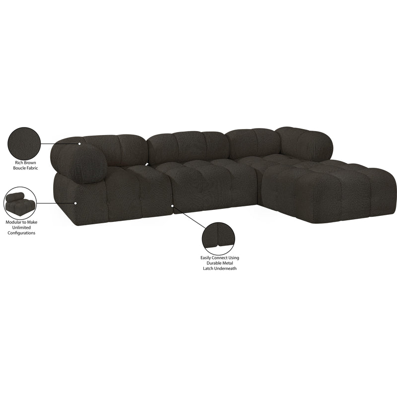 Meridian Ames Brown Boucle Fabric Modular Sectional IMAGE 9