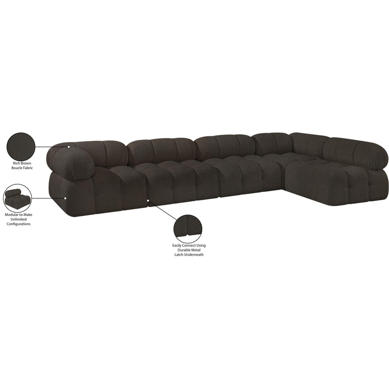 Meridian Ames Brown Boucle Fabric Modular Sectional IMAGE 14