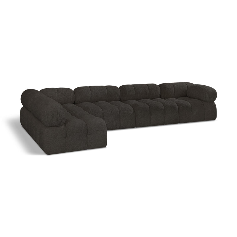 Meridian Ames Brown Boucle Fabric Modular Sectional IMAGE 1