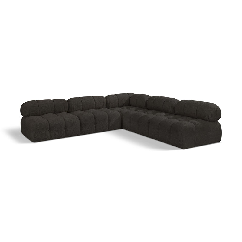 Meridian Ames Brown Boucle Fabric Modular Sectional IMAGE 1