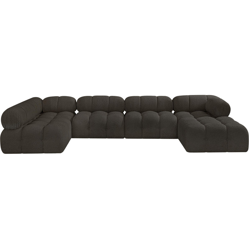 Meridian Ames Brown Boucle Fabric Modular Sectional IMAGE 4