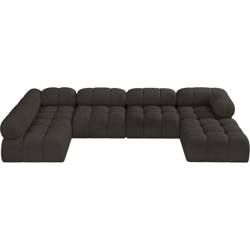 Meridian Ames Brown Boucle Fabric Modular Sectional IMAGE 5