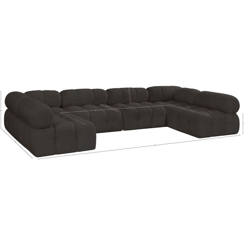 Meridian Ames Brown Boucle Fabric Modular Sectional IMAGE 12