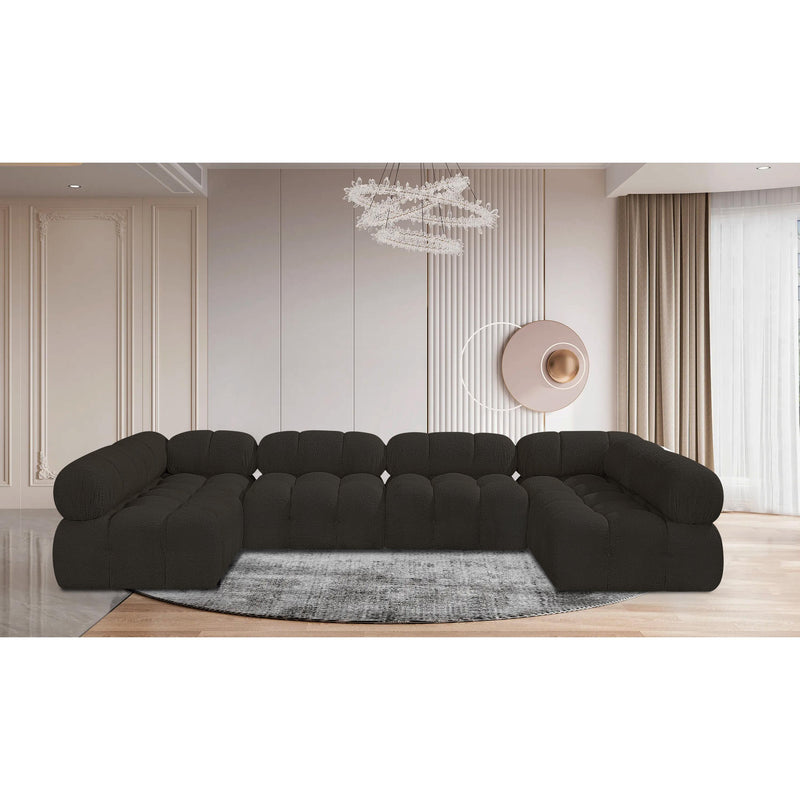 Meridian Ames Brown Boucle Fabric Modular Sectional IMAGE 2