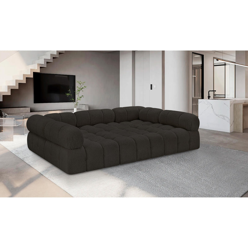 Meridian Ames Brown Boucle Fabric Modular Sectional IMAGE 2