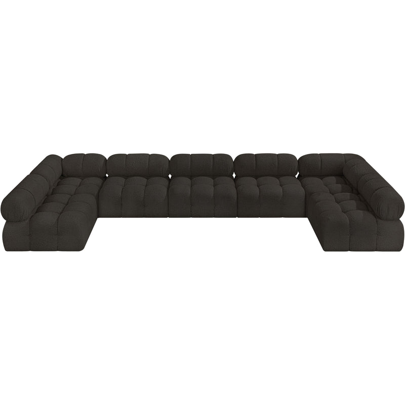 Meridian Ames Brown Boucle Fabric Modular Sectional IMAGE 5