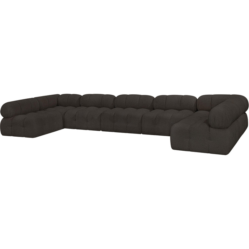 Meridian Ames Brown Boucle Fabric Modular Sectional IMAGE 6