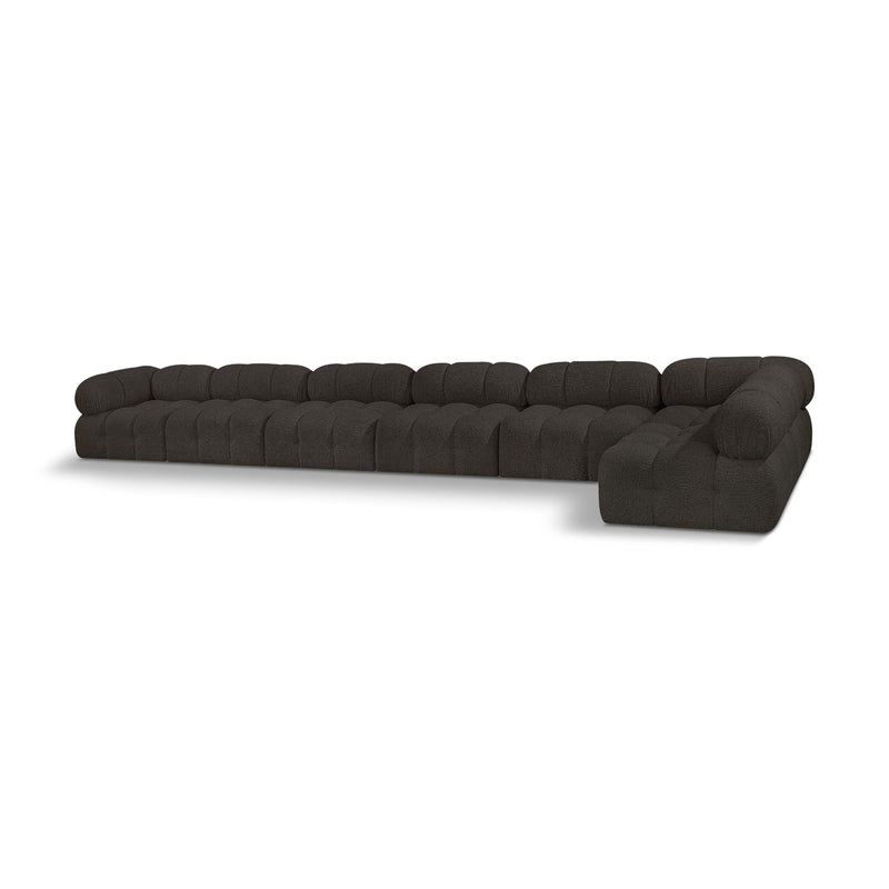 Meridian Ames Brown Boucle Fabric Modular Sectional IMAGE 1