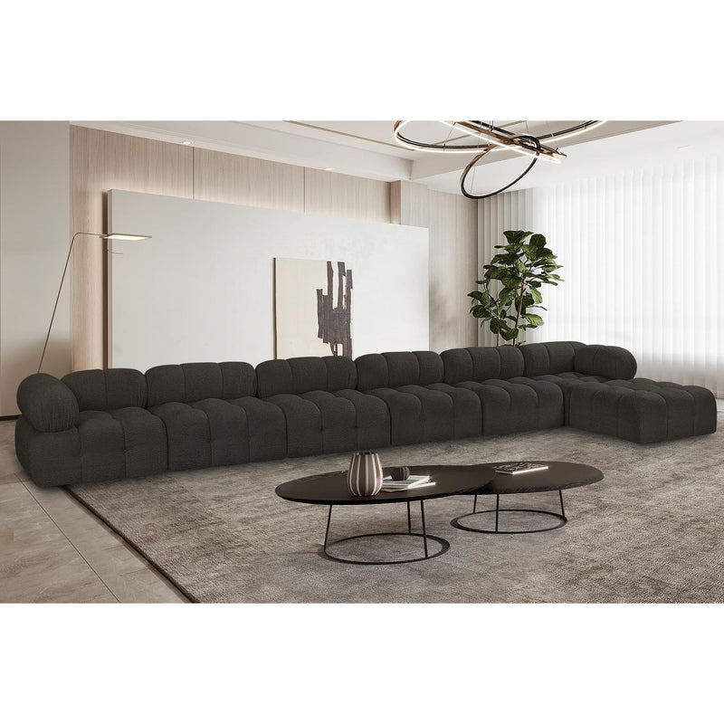 Meridian Ames Brown Boucle Fabric Modular Sectional IMAGE 2