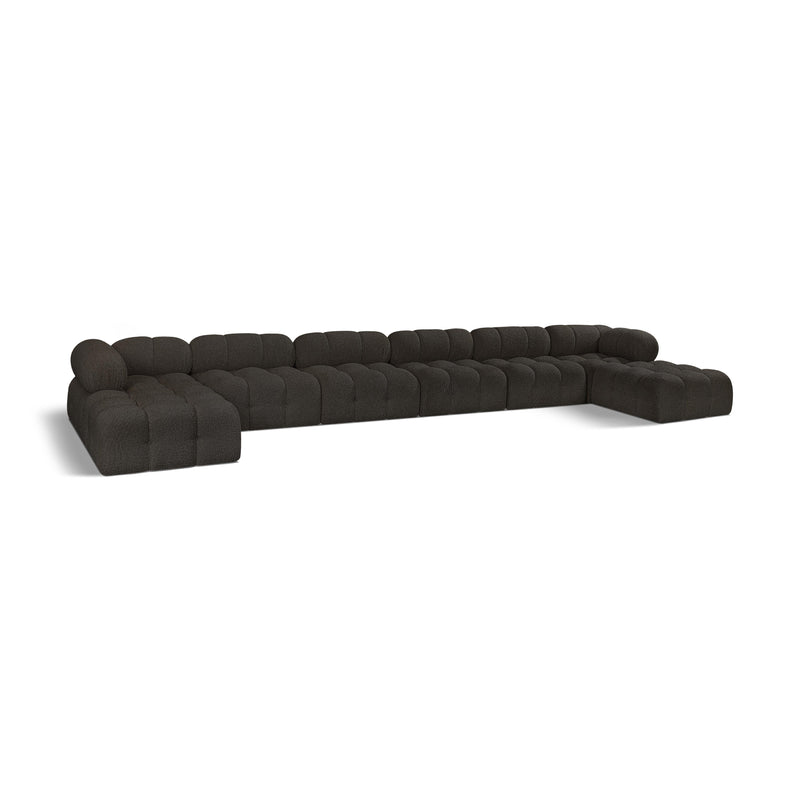 Meridian Ames Brown Boucle Fabric Modular Sectional IMAGE 1