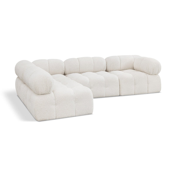 Meridian Ames Cream Boucle Fabric Modular Sectional IMAGE 1