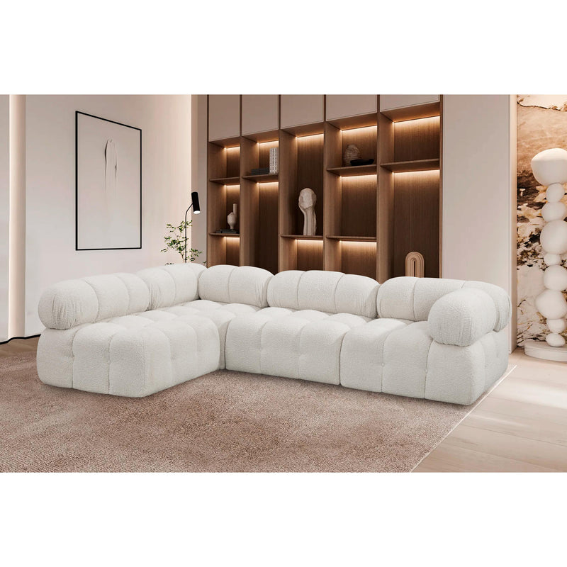 Meridian Ames Cream Boucle Fabric Modular Sectional IMAGE 2