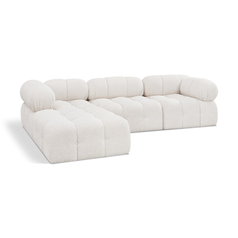 Meridian Ames Cream Boucle Fabric Modular Sectional IMAGE 1