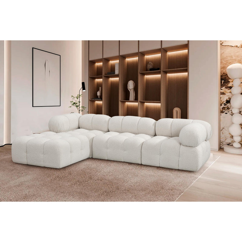 Meridian Ames Cream Boucle Fabric Modular Sectional IMAGE 2