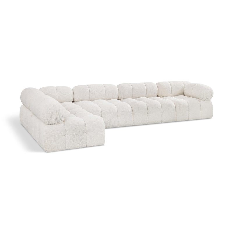 Meridian Ames Cream Boucle Fabric Modular Sectional IMAGE 1