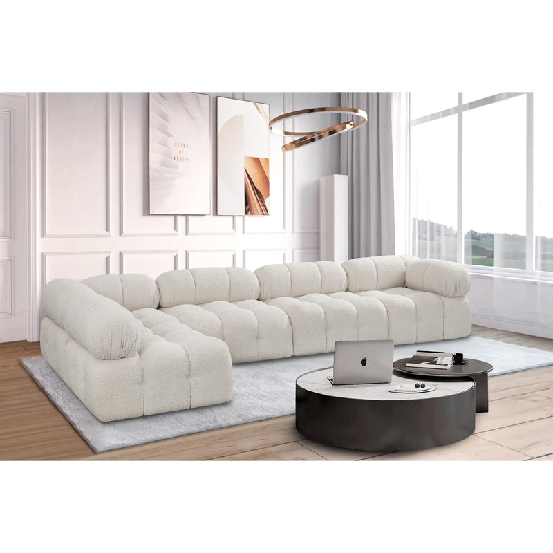 Meridian Ames Cream Boucle Fabric Modular Sectional IMAGE 2