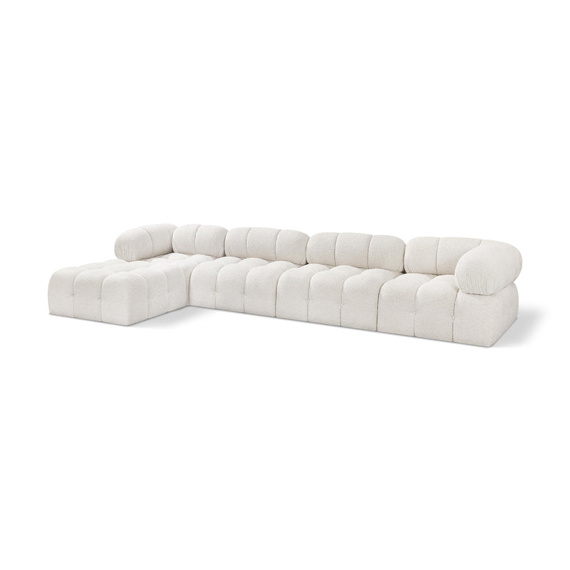 Meridian Ames Cream Boucle Fabric Modular Sectional IMAGE 1