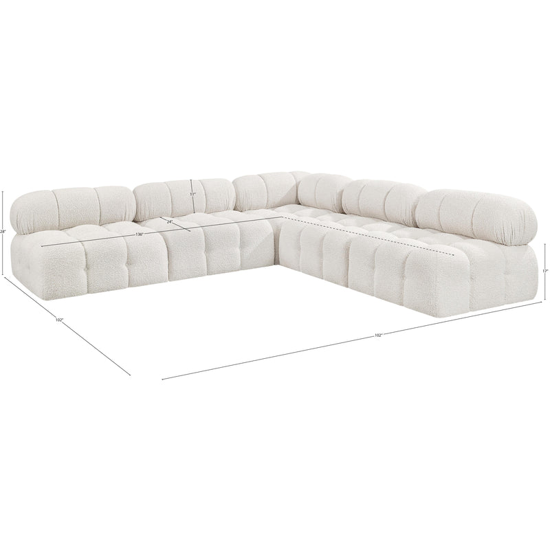 Meridian Ames Cream Boucle Fabric Modular Sectional IMAGE 11
