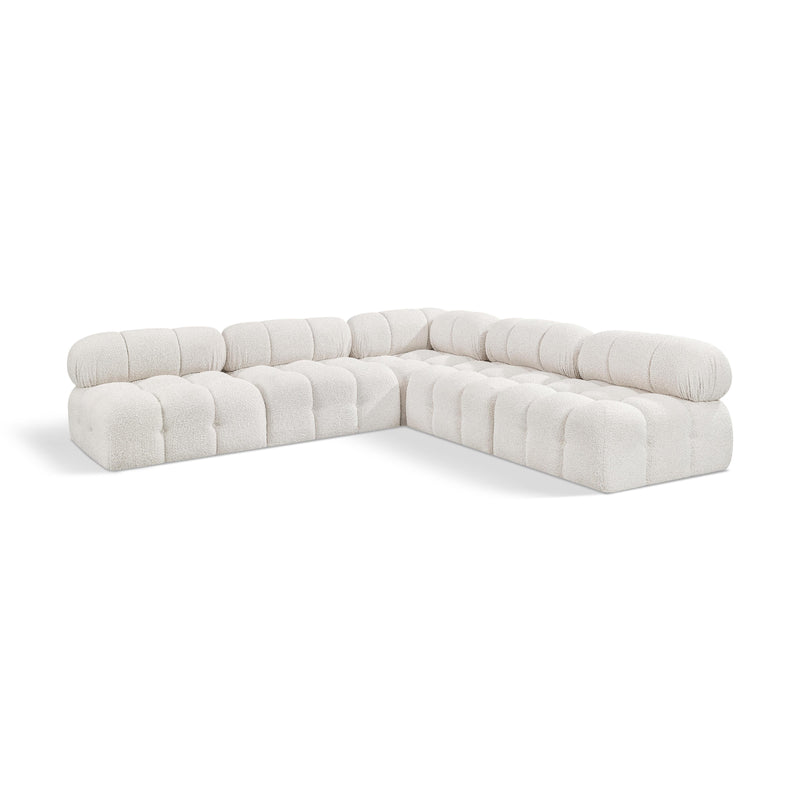 Meridian Ames Cream Boucle Fabric Modular Sectional IMAGE 1