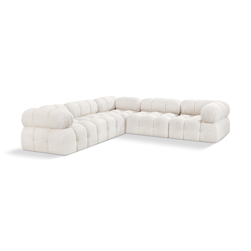 Meridian Ames Cream Boucle Fabric Modular Sectional IMAGE 1