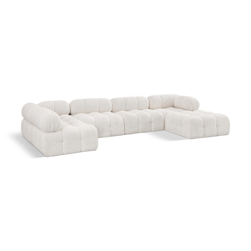 Meridian Ames Cream Boucle Fabric Modular Sectional IMAGE 1