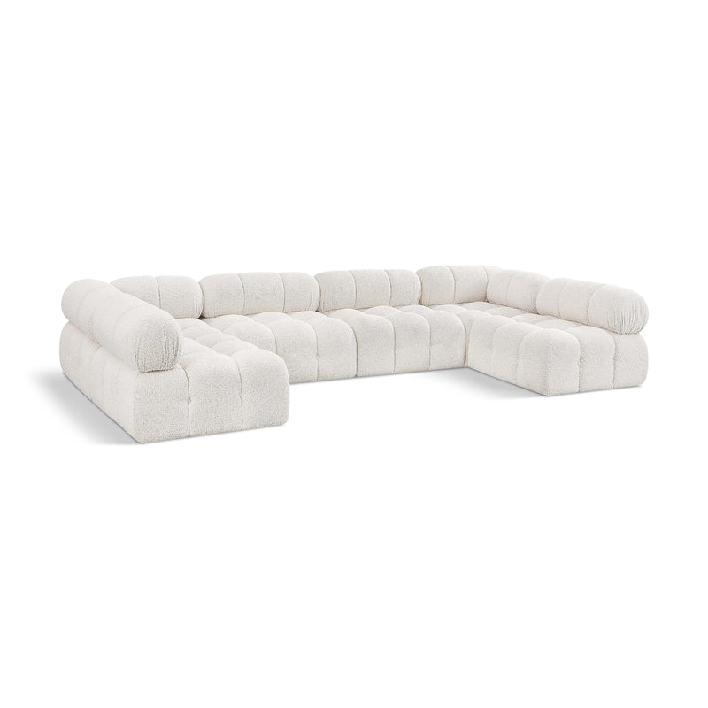 Meridian Ames Cream Boucle Fabric Modular Sectional IMAGE 1