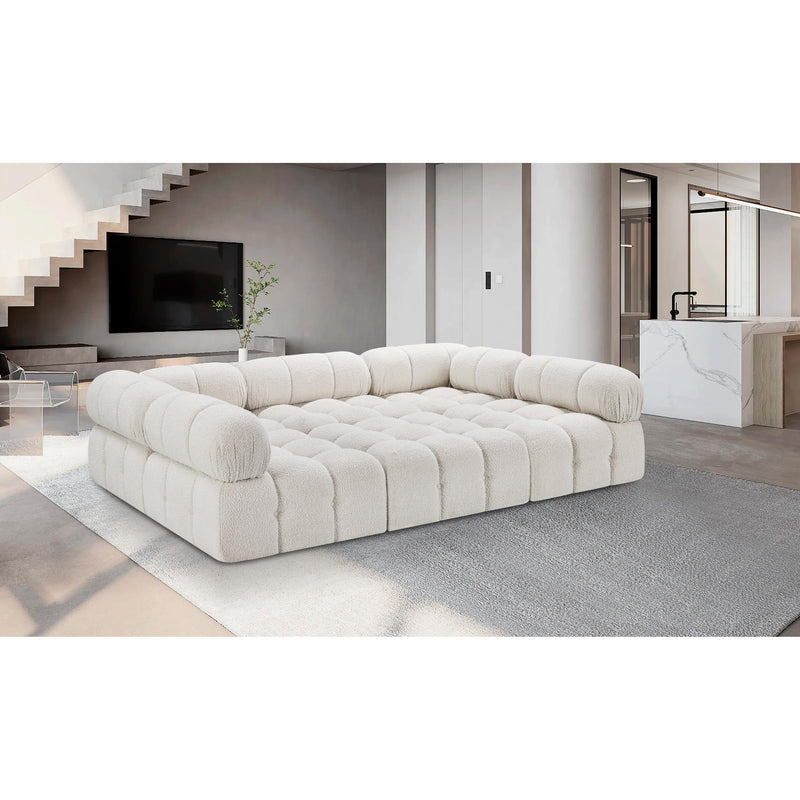 Meridian Ames Cream Boucle Fabric Modular Sectional IMAGE 2