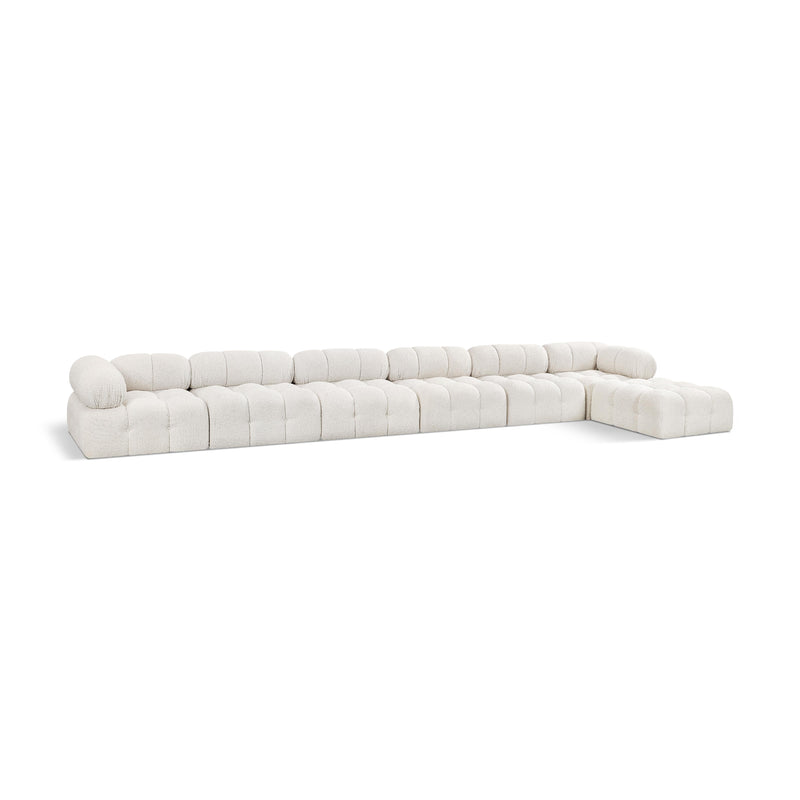 Meridian Ames Cream Boucle Fabric Modular Sectional IMAGE 1