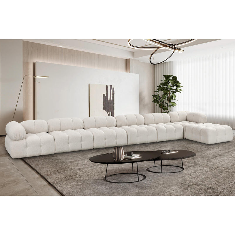 Meridian Ames Cream Boucle Fabric Modular Sectional IMAGE 2