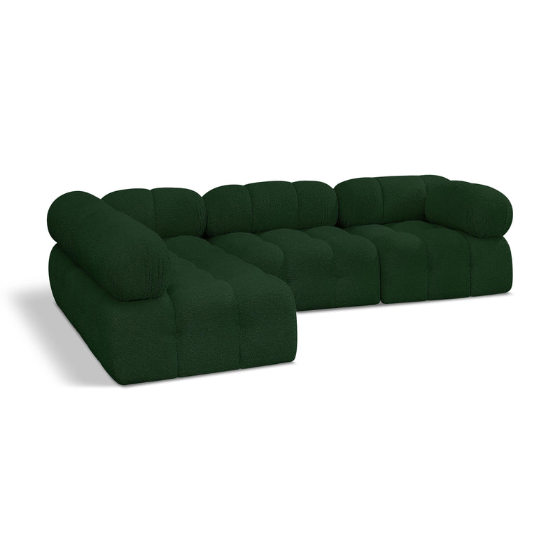 Meridian Ames Green Boucle Fabric Modular Sectional IMAGE 1