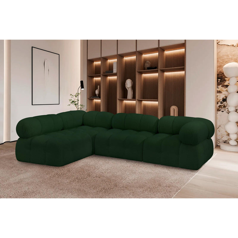 Meridian Ames Green Boucle Fabric Modular Sectional IMAGE 2