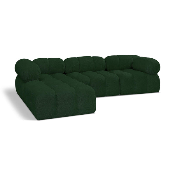 Meridian Ames Green Boucle Fabric Modular Sectional IMAGE 1