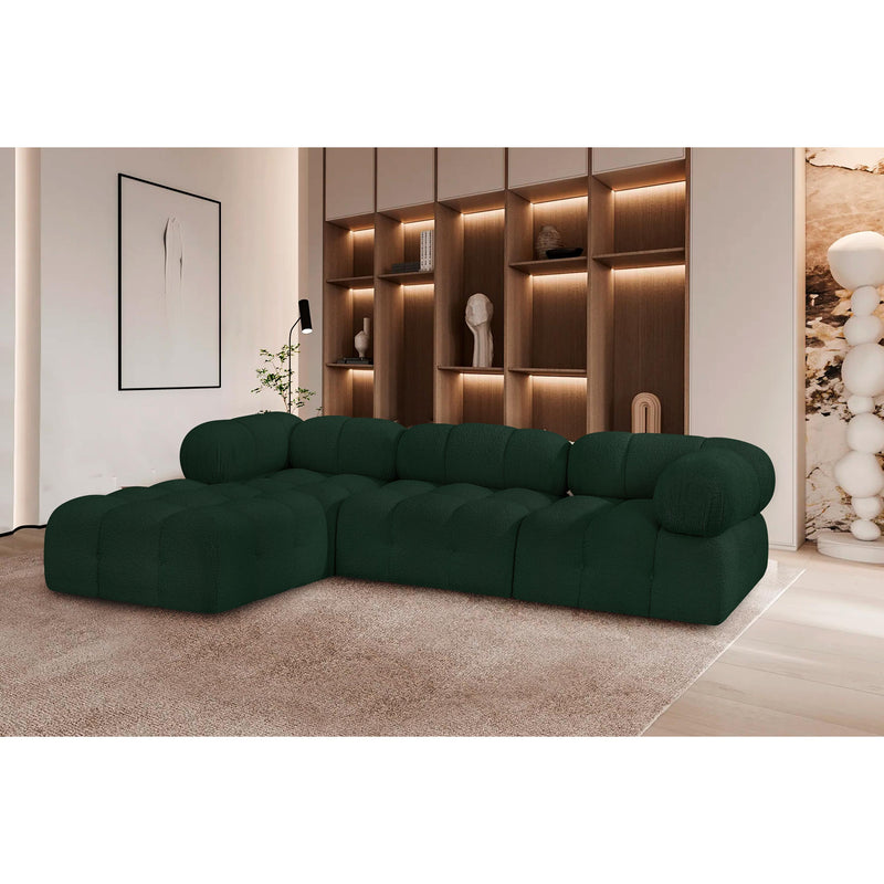 Meridian Ames Green Boucle Fabric Modular Sectional IMAGE 2