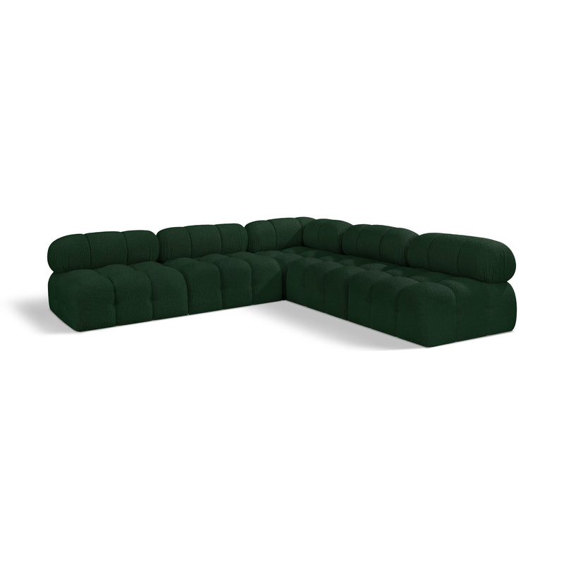 Meridian Ames Green Boucle Fabric Modular Sectional IMAGE 1