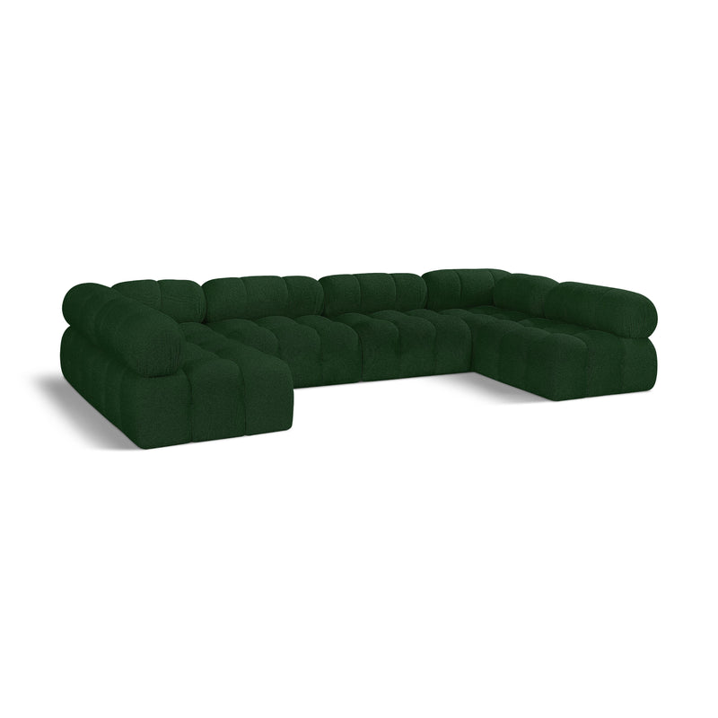 Meridian Ames Green Boucle Fabric Modular Sectional IMAGE 1