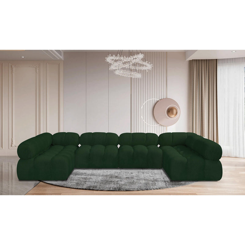 Meridian Ames Green Boucle Fabric Modular Sectional IMAGE 2