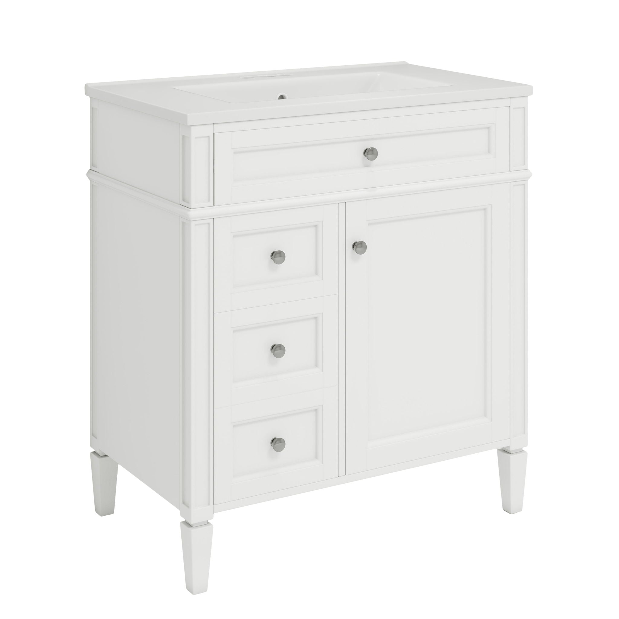 Bathroom Vanity With Top Sink, Modern Bathroom Storage Cabinet With 2 Drawers And A Tip-Out Drawer